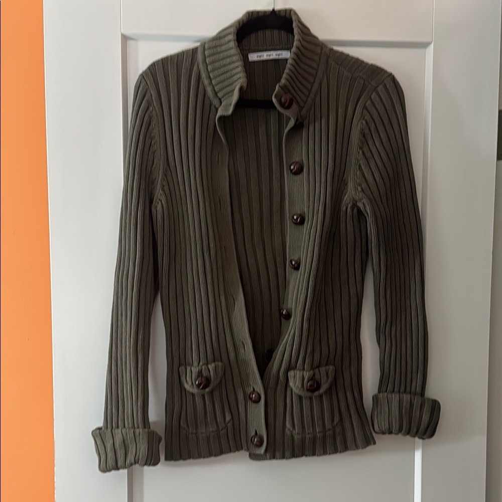 Eight Eight Eight Olive Ribbed Cardigan